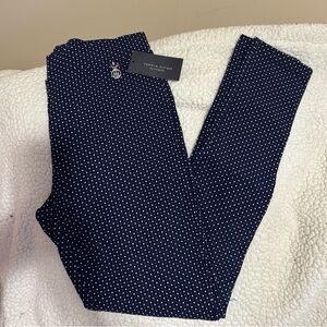 Tommy Hilfiger Navy Blue Polka Dot decorative logo charm. Skinny Pants